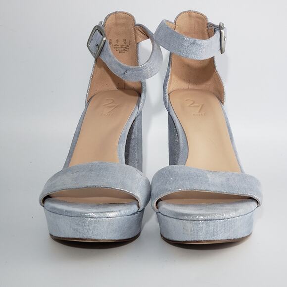 27 Edit Naturalizer Briar Blue Metallic Suede Block Heels - Picture 5 of 9